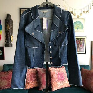 Nice Knits By Knorts size M Urban Outfitters Blue Knit Denim Blazer NWT